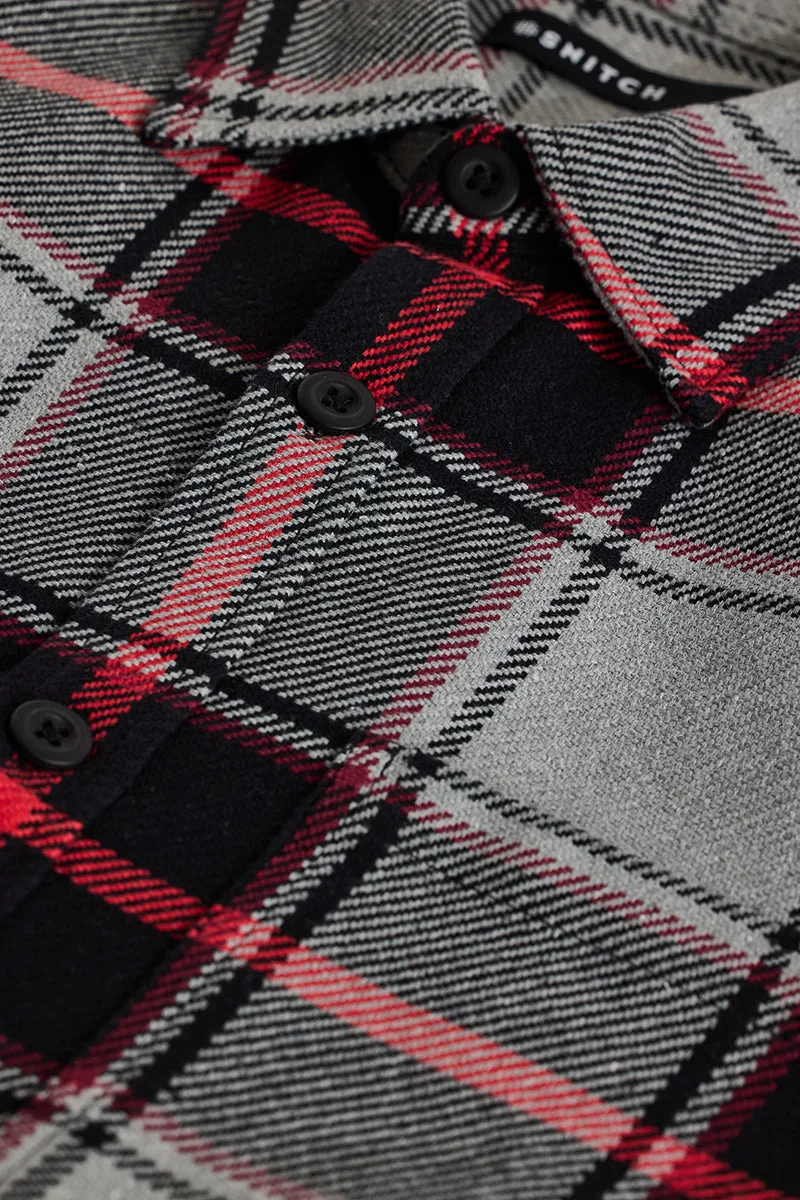 SNITCH Black Checks Relaxed Fit Overshirt